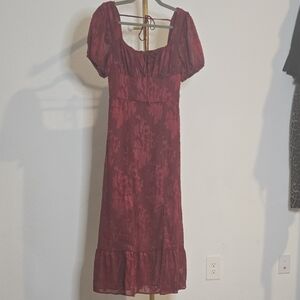 NWY BCX Deep Red Floral Midi Dress